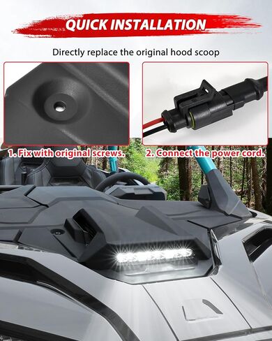 مغرفة غطاء محرك السيارة مع ضوء كشاف LED لعام 2025 لملحقات Polaris RZR PRO XP/PRO R/S، طقم مدخل هواء مغرفة غطاء محرك السيارة الرياضي مع ضوء مساعد مع مفتاح متأرجح، مادة PP، التوصيل والتشغيل in Kuwait