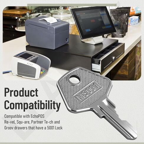 3 Pack 5001 Cash Drawer Key (Sliver) for M-S, EchoPOS Drawers, Star Micronics CD3-1616 and Other POS Registers - Easy Plug and Play in Kuwait