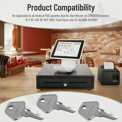 3 Pack 5001 Cash Drawer Key (Sliver) for M-S, EchoPOS Drawers, Star Micronics CD3-1616 and Other POS Registers - Easy Plug and Play in Kuwait