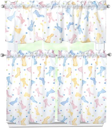 St. Patrick's Day Kitchen Curtains 3 Piece Set Shamrock Curtains Valance & Tiers 36 Inch Short Window Curtain for Kitchen Home Indoor Cafe Over Sink Window Irish-Themed Decor in Saudi Arabia
