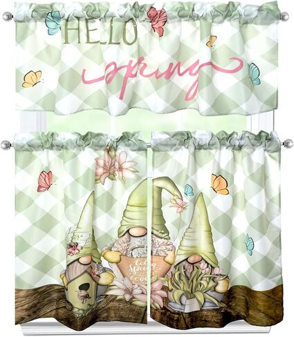 St. Patrick's Day Kitchen Curtains 3 Piece Set Shamrock Curtains Valance & Tiers 36 Inch Short Window Curtain for Kitchen Home Indoor Cafe Over Sink Window Irish-Themed Decor in Saudi Arabia