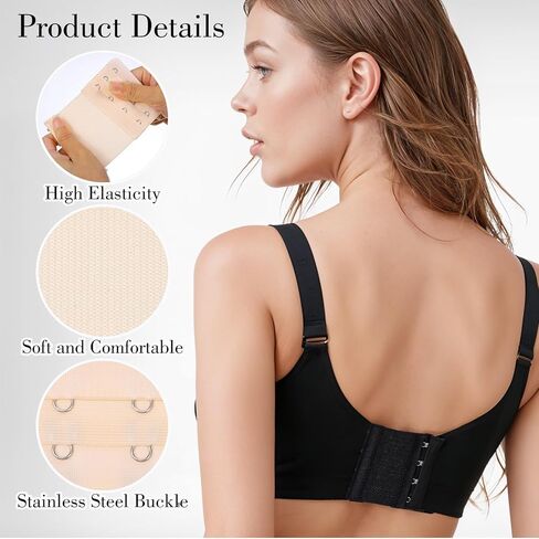 12PCS Bra Extender 4 Hooks Elastic Bra Strap Extender Soft Stretchy Bra Band Plus Size Back Bra Extenders for Women in Saudi Arabia