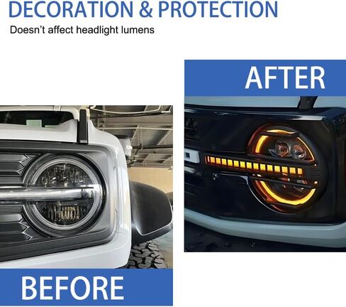 غطاء واقي للمصابيح الأمامية الأمامية واقي الكسوة لسيارة Ford Bronco 2021-2025 ملحقات مجموعة أدوات حماية المصابيح الأمامية الخارجية (أسود غير لامع) in Kuwait