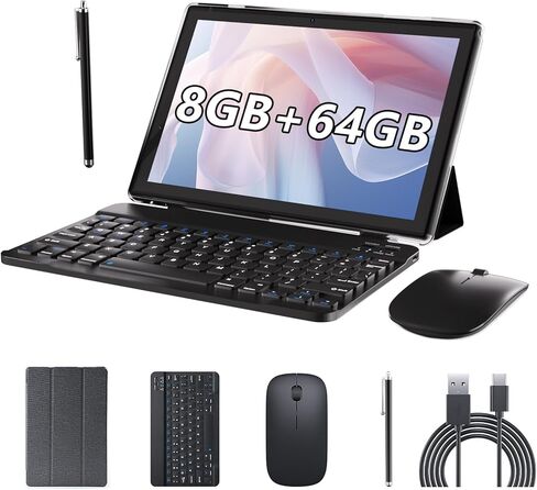 2024 Newest Android 12 Tablet, 10.4 inch Tablet, 16GB+128GB Tablet with 1TB Expand, Octa Core Processor Android Tablets, 2000 * 1200 FHD, 2.4G/5G WiFi 6, 7000mAh, BT 5.0, 5MP+13MP Dual Camera,Games in Kuwait