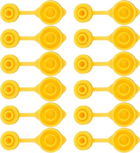 12 pcs Gas Can Vent Caps - Universal Yellow Fuel Can Jug Vents, Gas Cans Vent Kit for Plastic Cans, Gasket Stopper Vents Cap Collars, Leak-Proof Cap Replacement, Easy Install in Saudi Arabia