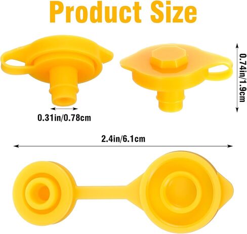 12 pcs Gas Can Vent Caps - Universal Yellow Fuel Can Jug Vents, Gas Cans Vent Kit for Plastic Cans, Gasket Stopper Vents Cap Collars, Leak-Proof Cap Replacement, Easy Install in Saudi Arabia