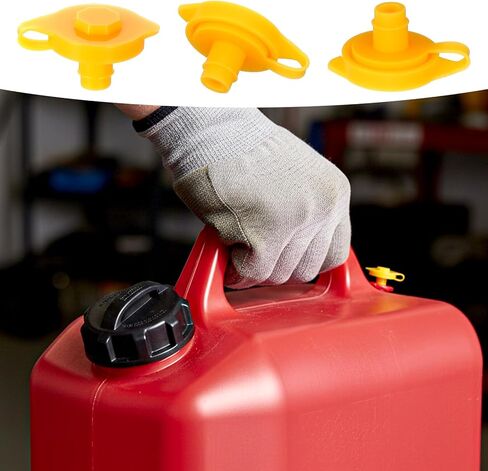 12 pcs Gas Can Vent Caps - Universal Yellow Fuel Can Jug Vents, Gas Cans Vent Kit for Plastic Cans, Gasket Stopper Vents Cap Collars, Leak-Proof Cap Replacement, Easy Install in Saudi Arabia