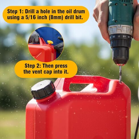 12 pcs Gas Can Vent Caps - Universal Yellow Fuel Can Jug Vents, Gas Cans Vent Kit for Plastic Cans, Gasket Stopper Vents Cap Collars, Leak-Proof Cap Replacement, Easy Install in Saudi Arabia