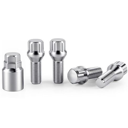 مسامير العروة GAsupply 14X1.5 4 أقفال + مفتاح لعجلات ما بعد البيع، طول الساق 28 مم، مقعد الجوزة المخروطي/المخروطي، مسامير قفل العروة السوداء المزدوجة 17 مم ومفتاح سداسي 19 مم in Kuwait