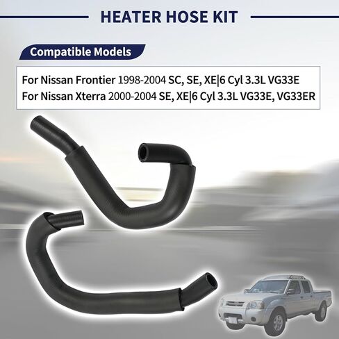 طقم خرطوم سخان 2 قطعة متوافق مع Nissan Frontier 1998-2004، Xterra 2000-2004 3.3L استبدال خط خرطوم السخان 999HK-D2202 in Saudi Arabia