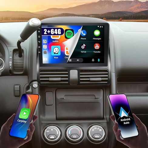 Roinvou Android Car Stereo لـ 2002-2006 Honda CR-V، راديو سيارة CarPlay لاسلكي مدمج مع Android Auto، شاشة لمس 9 بوصات في لوحة القيادة GPS ودعم مرآة Link BT FM WiFi AHD رؤية خلفية SWC in Saudi Arabia
