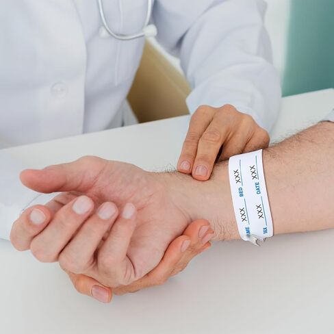50 Pcs Vinyl Wristbands Patient Events Identification ID Name Bands Adjustable Medical Shield Snap Wristband Extended Wear Secure Bracelets Waterproof Disposable Wristband for Hospital in Saudi Arabia