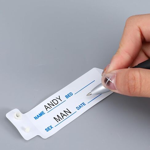 50 Pcs Vinyl Wristbands Patient Events Identification ID Name Bands Adjustable Medical Shield Snap Wristband Extended Wear Secure Bracelets Waterproof Disposable Wristband for Hospital in Saudi Arabia