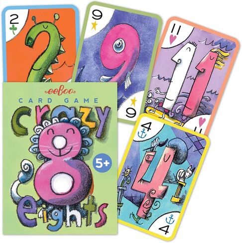 eeBoo: Crazy Eights, Card Game, Easy to Understand Instructions Included, Durable Cards, Screen-Free Fun, Educational Game, for Ages 5 and up in Kuwait