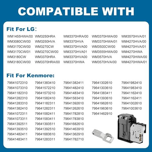 مفتاح قفل باب الغسالة EBF61315802 مع MFG63099101 قفل باب الغسالة للحمل الأمامي L-G واستبدال غسالات سلسلة Ken-More 796 لـ EAP7792232 EBF6253440 AP5672154 WM3080CW WM3770HVA WM1388HW in Saudi Arabia