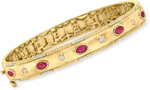 Ross-Simons 0.90 ct. t.w. Ruby and .26 ct. t.w. Diamond Bangle Bracelet in 18kt Gold Over Sterling in Saudi Arabia