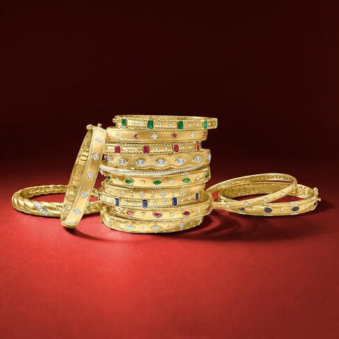 Ross-Simons 0.90 ct. t.w. Ruby and .26 ct. t.w. Diamond Bangle Bracelet in 18kt Gold Over Sterling in Saudi Arabia