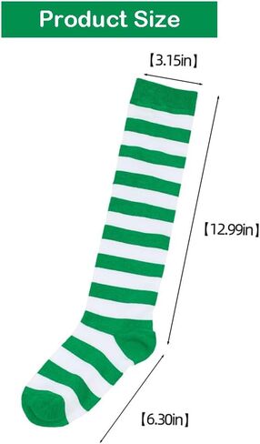 Kids Boys Girls Socks Knee High Green White Stripes Novelty Costume for Holidays Saint Patrick Day for 7-12Y in Saudi Arabia