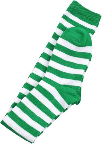 Kids Boys Girls Socks Knee High Green White Stripes Novelty Costume for Holidays Saint Patrick Day for 7-12Y in Saudi Arabia