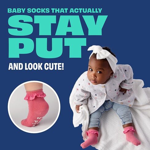 جوارب الحبار جوارب قطنية للرضع والأطفال الصغار | جوارب للكاحل مقاومة للانزلاق، تتميز بخزان سمك القرش | الولايات المتحدة العمر 2T-3T كلاريسا in Kuwait