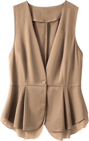 GORGLITTER Women's Plus Size Mesh V Neck Blazer Vest Tops Trendy Sleeveless Business Casual Work Office Suit Vests in Saudi Arabia