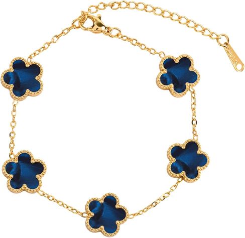 Women's Four-Leaf Clover Bracelet Hypoallergenic Stainless Steel 18K Gold Plated Adjustable for Women Lucky Clover Bracelet four leaf Clover jewelry in Saudi Arabia