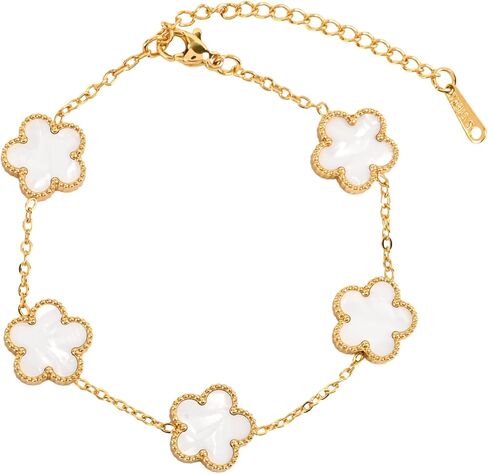 Women's Four-Leaf Clover Bracelet Hypoallergenic Stainless Steel 18K Gold Plated Adjustable for Women Lucky Clover Bracelet four leaf Clover jewelry in Saudi Arabia