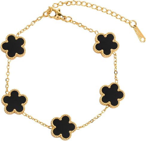 Women's Four-Leaf Clover Bracelet Hypoallergenic Stainless Steel 18K Gold Plated Adjustable for Women Lucky Clover Bracelet four leaf Clover jewelry in Saudi Arabia