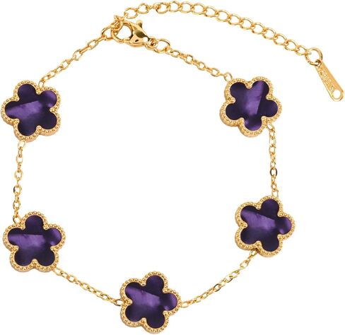 Women's Four-Leaf Clover Bracelet Hypoallergenic Stainless Steel 18K Gold Plated Adjustable for Women Lucky Clover Bracelet four leaf Clover jewelry in Saudi Arabia