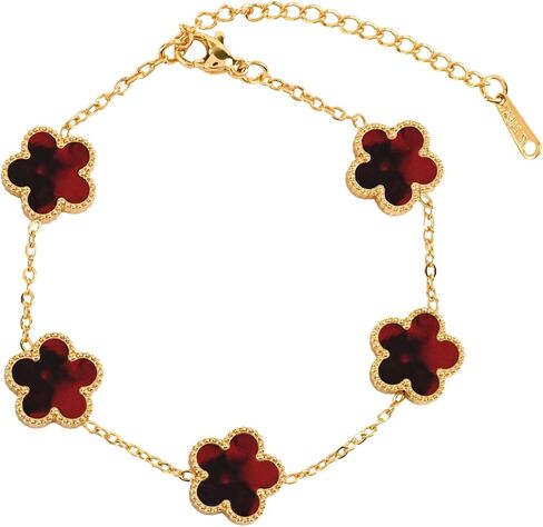 Women's Four-Leaf Clover Bracelet Hypoallergenic Stainless Steel 18K Gold Plated Adjustable for Women Lucky Clover Bracelet four leaf Clover jewelry in Saudi Arabia
