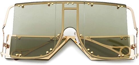 Unisex Fashion Square Sunglasses, Oversized Mirror Design, Metal Rivet Detail, Anti-Glare in Saudi Arabia
