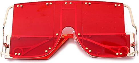 Unisex Fashion Square Sunglasses, Oversized Mirror Design, Metal Rivet Detail, Anti-Glare in Saudi Arabia