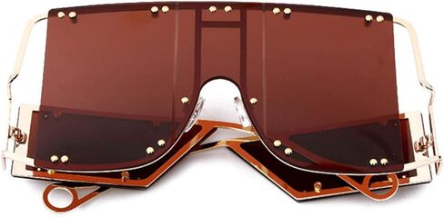 Unisex Fashion Square Sunglasses, Oversized Mirror Design, Metal Rivet Detail, Anti-Glare in Saudi Arabia