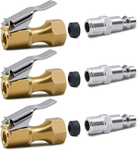 SAFELIFE Air Chuck Heavy Duty Closed Flow Tire Chuck with 1/4" FNPT for Tire Inflator Gauge Compressor Accessories (3) in Kuwait