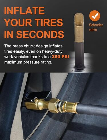 SAFELIFE Air Chuck Heavy Duty Closed Flow Tire Chuck with 1/4" FNPT for Tire Inflator Gauge Compressor Accessories (3) in Kuwait