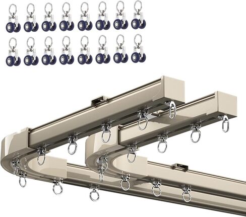 929Gp 4M/5M/6M ستارة مسار طائرة شراعية بكرة صامتة مع عجلة تحمل عالمية مفردة/مزدوجة مستقيمة/مسار ملتوي، نوافذ خليجية مقسمة للغرفة. (أبيض - مسار مزدوج -4M) in Kuwait