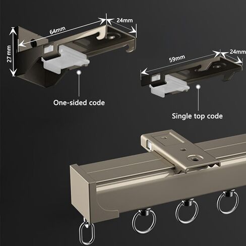 Upgraded Aluminum Alloy Curtain Track with Silent Rollers, Suitable for Ceiling and Wall Mounting, and Applicable to Sliding Curtains, Blinds, Room Dividers(50cm-600cm)(Champagne,230cm(7.5ft in Saudi Arabia