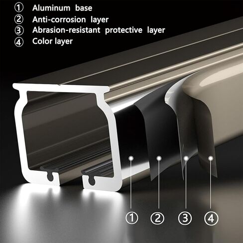 Upgraded Aluminum Alloy Curtain Track with Silent Rollers, Suitable for Ceiling and Wall Mounting, and Applicable to Sliding Curtains, Blinds, Room Dividers(50cm-600cm)(Champagne,230cm(7.5ft in Saudi Arabia