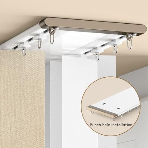 Double Row Curtain Track Silent Heavy Duty Drop Ceiling for Curtains-Room Divider,Ultra-Thin Aluminum Curtain Track - Silent Curtain Rod with Strong Load-Bearing Capacity, 15.1FT/460CM Ceili in Saudi Arabia
