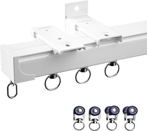Upgraded Aluminum Alloy Curtain Track with Silent Rollers, Suitable for Ceiling and Wall Mounting, and Applicable to Sliding Curtains, Blinds, Room Dividers(50cm-600cm)(Champagne,230cm(7.5ft in Saudi Arabia