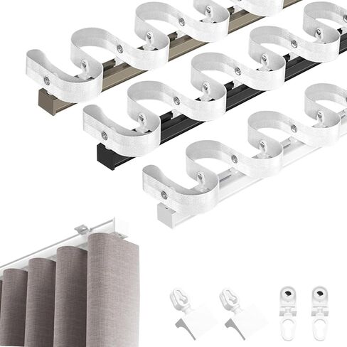 Upgraded Aluminum Curtain Track, Sturdy Wave-Shaped Curtain Track, Ceiling Mount and Wall Mount, for Living Room Bedroom Room Divider, Extra Load Bearing, Easy Install(Champagne,4.8m(15.7ft) in Saudi Arabia