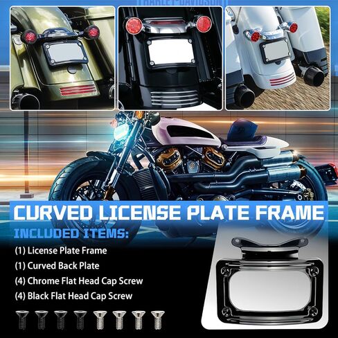 3147 إطار حامل لوحة الترخيص المنحني يناسب 2010-2025 Harley Davidson Touring Street Glide Electra Glide Road Glide Road Glide Road King حامل لوحة الترخيص المنحنية | أسود in Kuwait