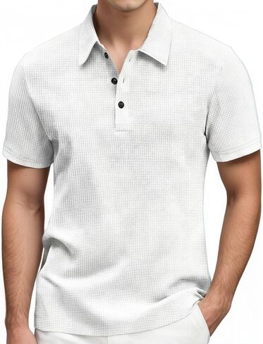 Men’s Stretch Polo Shirt, Lightweight Breathable Short Sleeve Golf Shirt with Spandex for Work, Sports & Casual Wear in Saudi Arabia