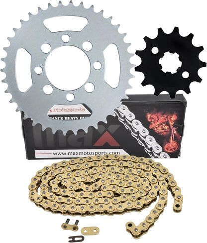 استبدال سلسلة القيادة ومجموعة العجلة المسننة Max Motosports لـ Kawasaki KLX110 KLX110R KLX110RL KX110L 2010-2026 (ذهبي) in Kuwait