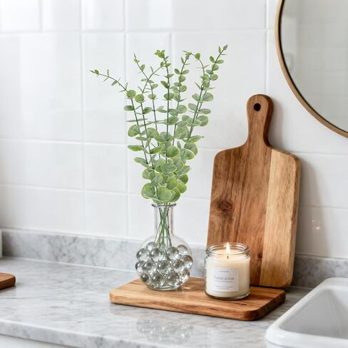 10 قطع من سيقان الأوكالبتوس الاصطناعية وأوراق الأوكالبتوس الصناعية وفروع النباتات الخضراء المزيفة وزهور وهمية لحفلات الزفاف المركزية وعيد الفصح وديكور المنزل في المزرعة in Kuwait