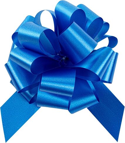 Gift Tek 5.5 Inch Ribbon Pull Bows, 10 Satin Pull Bows - 20 Loops, Instant, Light Blue Plastic Flower Bows for Gifts, Large, Instant Bows, for Wedding Gift Baskets, Wraps - Restaurantware in Kuwait
