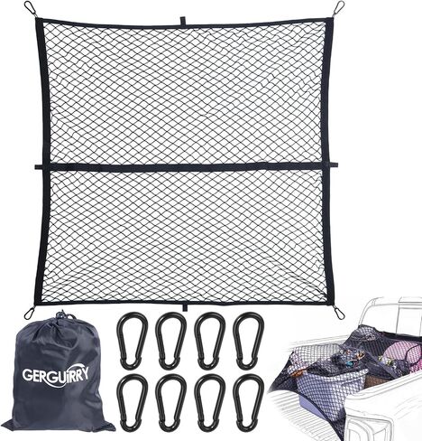 شبكة شحن لسرير شاحنة الالتقاط، شبكة تخزين شديدة التحمل مع 10 حلقات تسلق مقاومة للصدأ، مرنة للغاية وقابلة للتمدد من 4 × 6 إلى 8 × 12 بوصة، مثالية للشاحنات وسيارات الدفع الرباعي وATV وUTV والقوارب، منظم شبكي in Kuwait