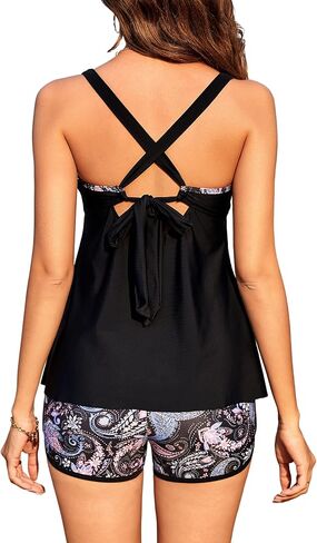 Tankini Swimsuits for Women 2026, Tummy Control Two Piece Bathing Suits, Blouson Tank Tops with Board Shorts in Saudi Arabia