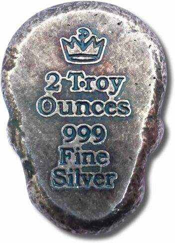 2 oz .999 Fine Silver Sugar Skull - Monarch 3D Art Bar Day of The Dead - Cross in Saudi Arabia