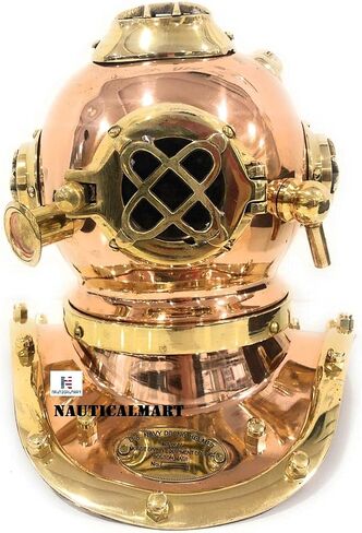 خوذة غوص نحاسية نحاسية من NauticalMart، خوذة مصغرة للبحرية الأمريكية - ديكور مكتب/ديكور رف in Kuwait